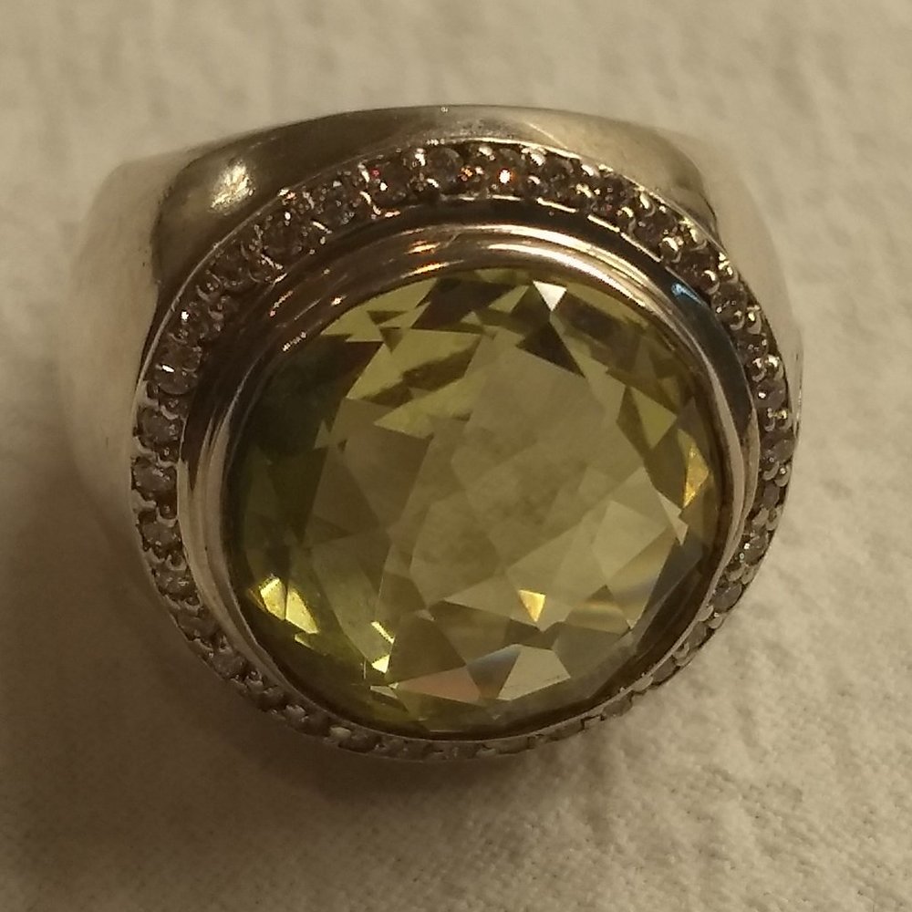 David Yurman Lemon Citrine and Diamond SS ring